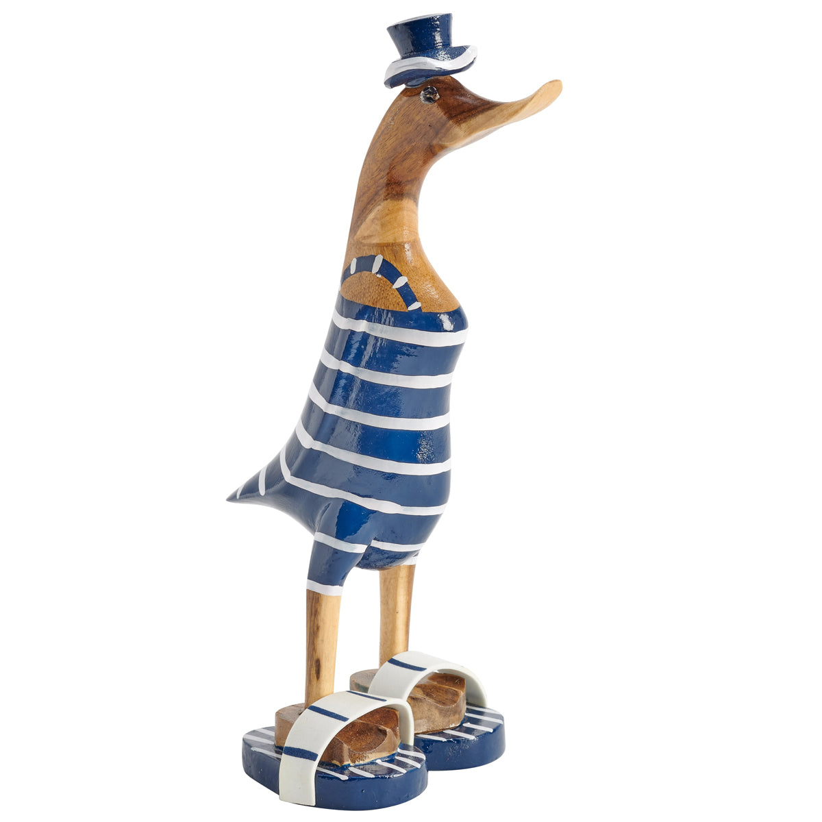 Male Duck with blue striped swimsuit