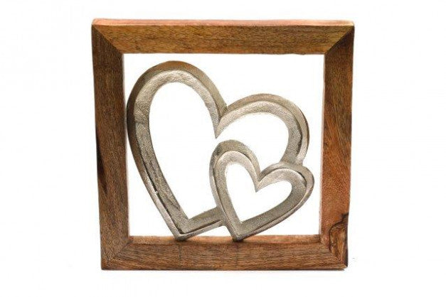 Wooden framed metal heart