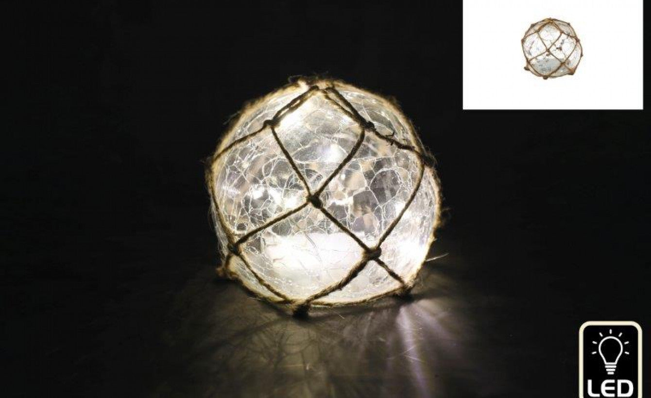 Seashore Led Cracked Ball With Jute