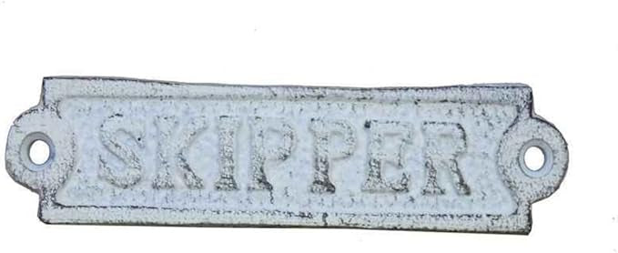 Nautical Cast Iron Skipper Sign Metal Wall Plaque,