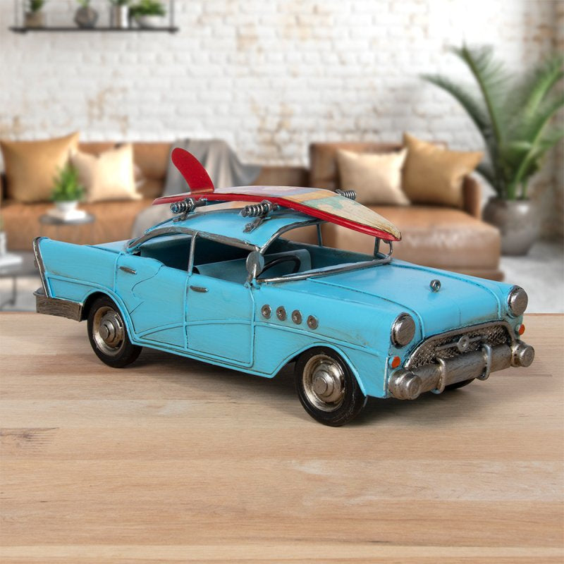 Vintage car with surfboard
