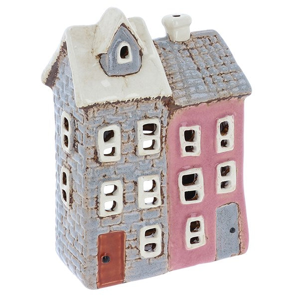 Village Pottery Tiled Two Houses Tealight