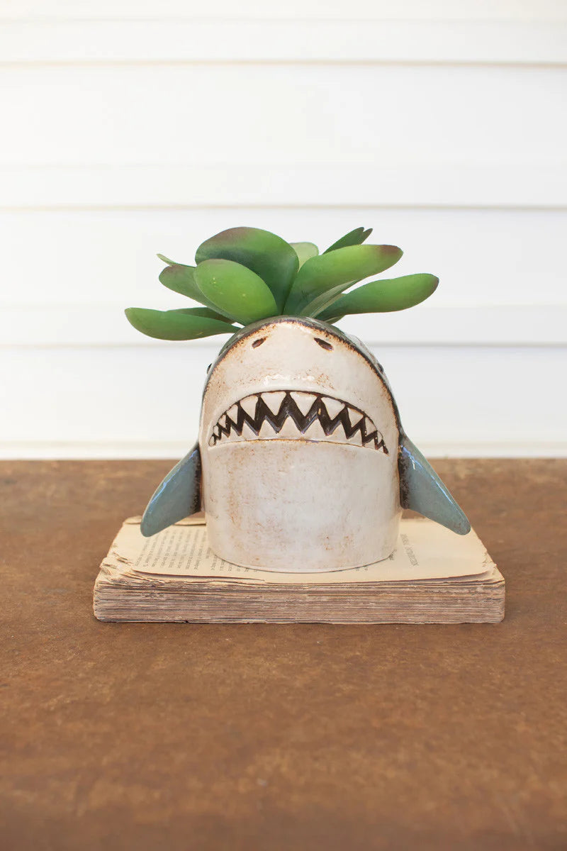 Ceramic shark planter
