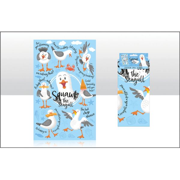 Squawk the Seagull Tea Towel