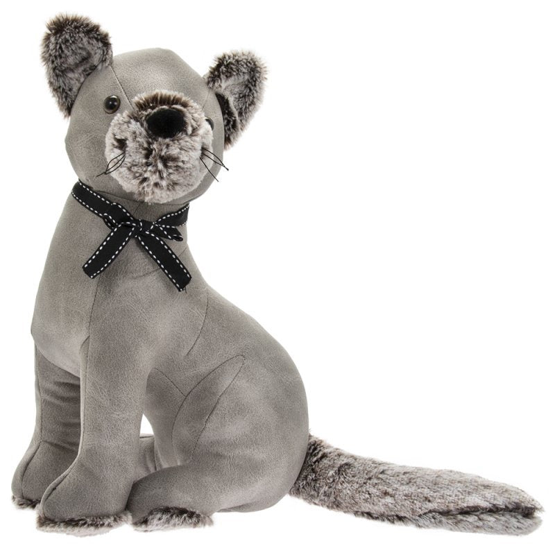 Grey Faux Leather Cat Doorstop