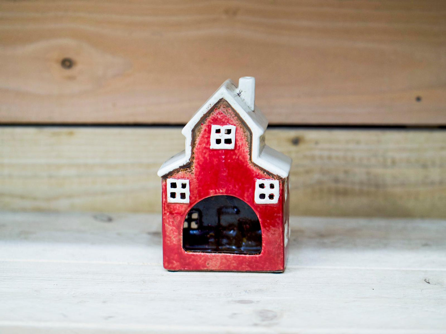 Ceramic Tea Light Chapel Red