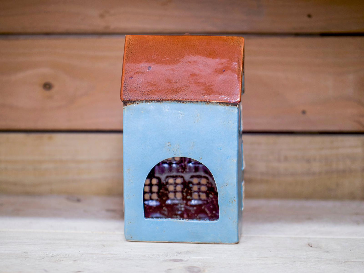 Ceramic Tea Light Building Blue