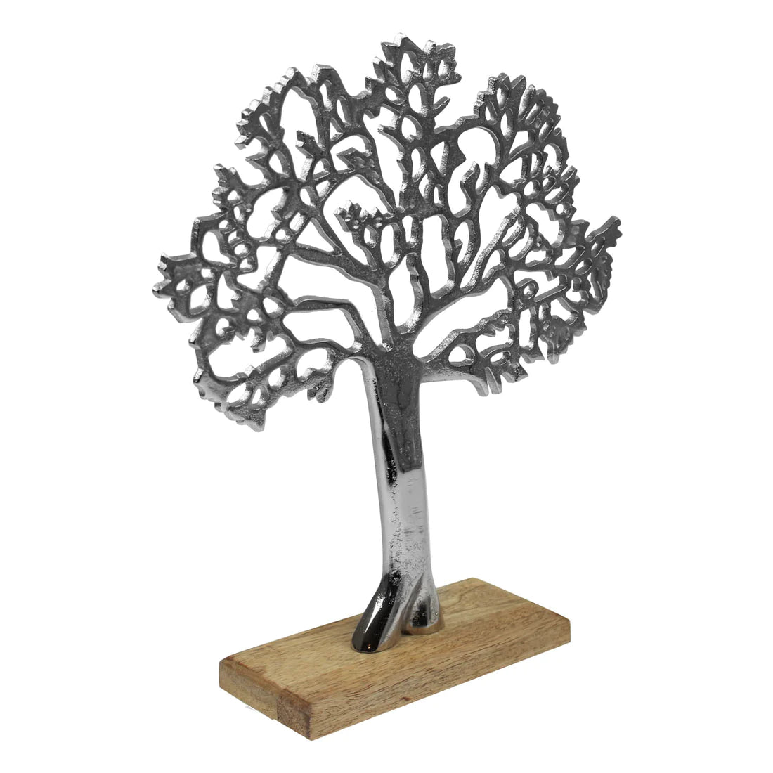 Silver Tree on Wooden Base - Medium