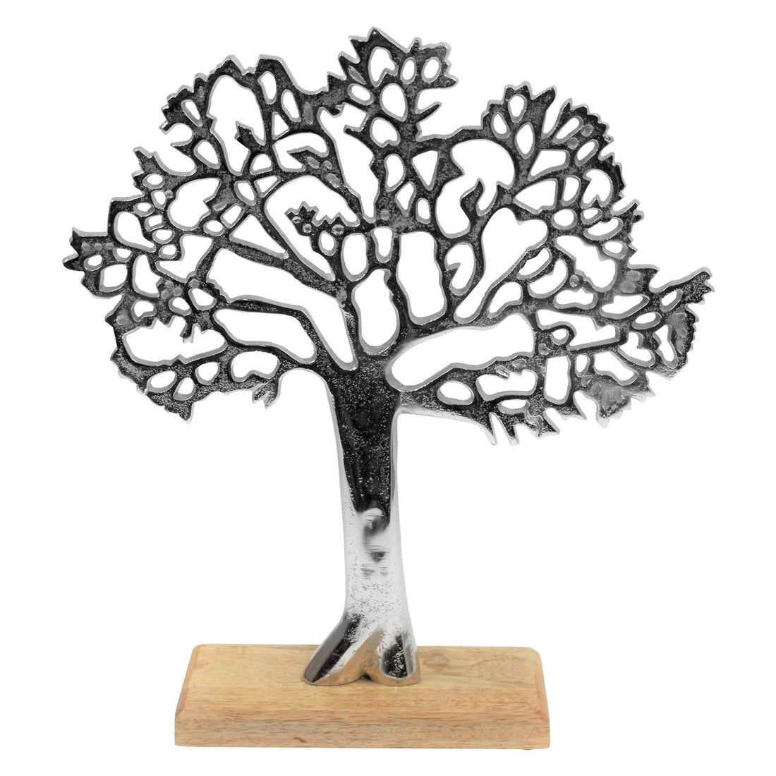 Silver Tree on Wooden Base - Medium