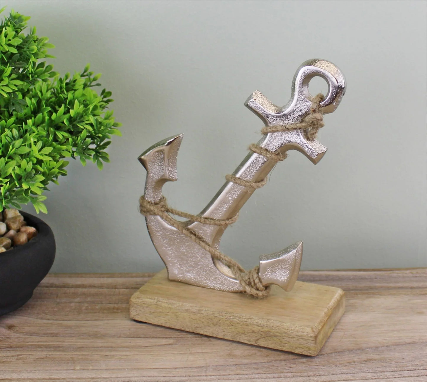 Anchor On Wooden Base Ornament