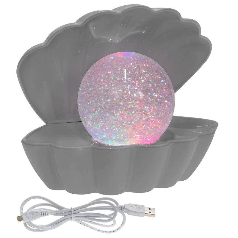 Seashell Glitter Lamp Grey