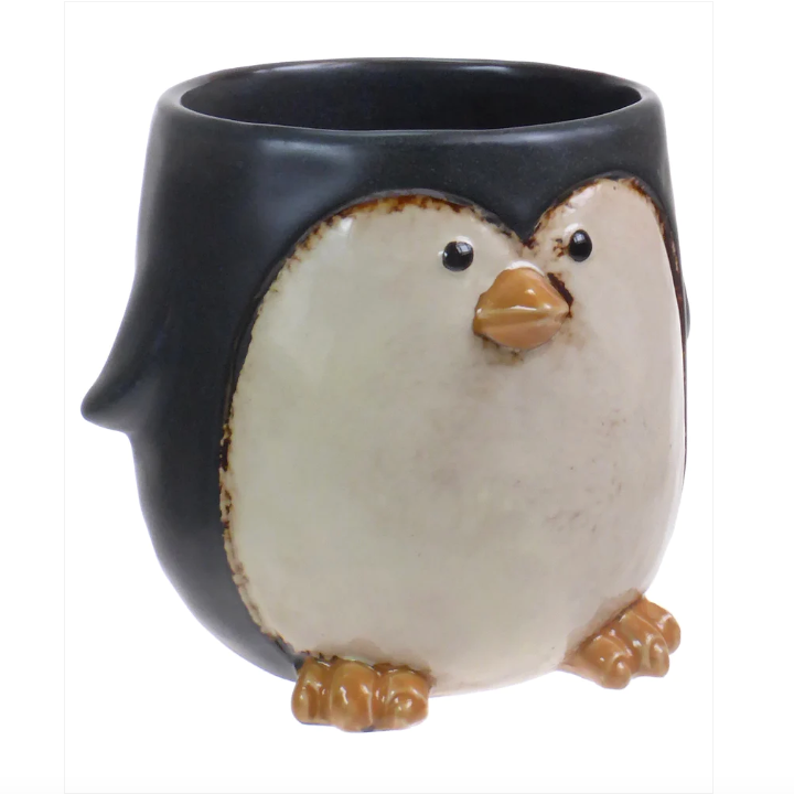 Ceramic penguin planter small