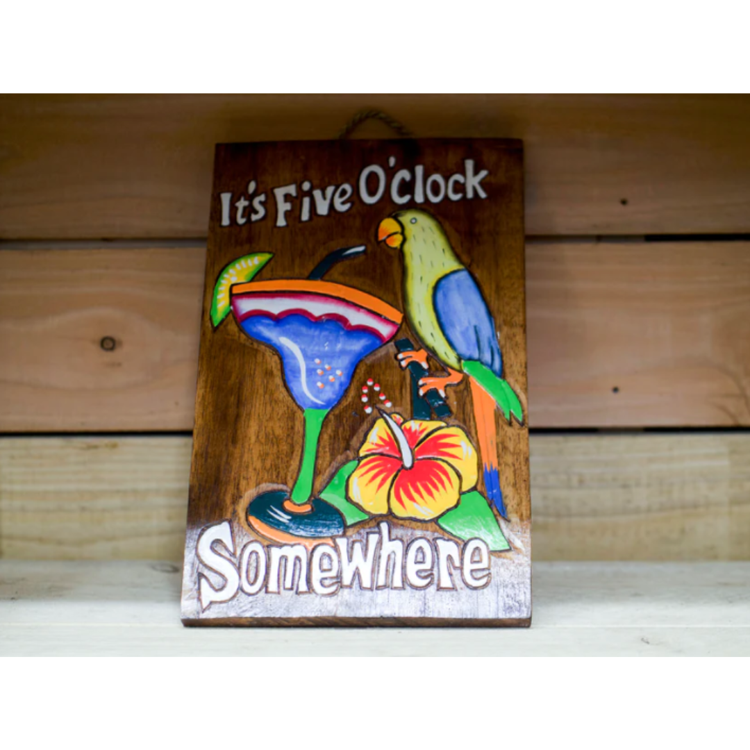 It's Five O'Clock Tiki Sign