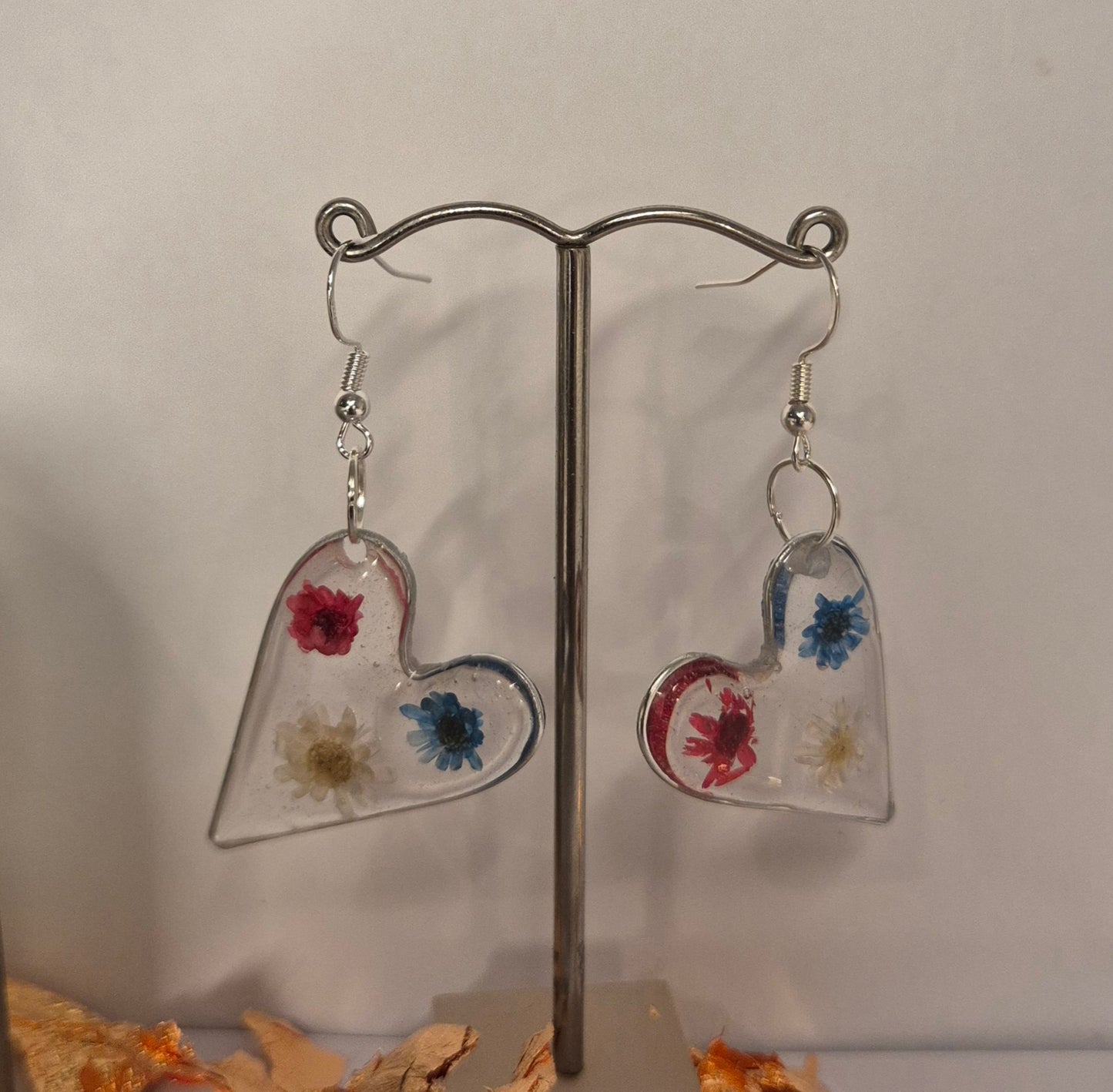 Colourful flower resin earrings