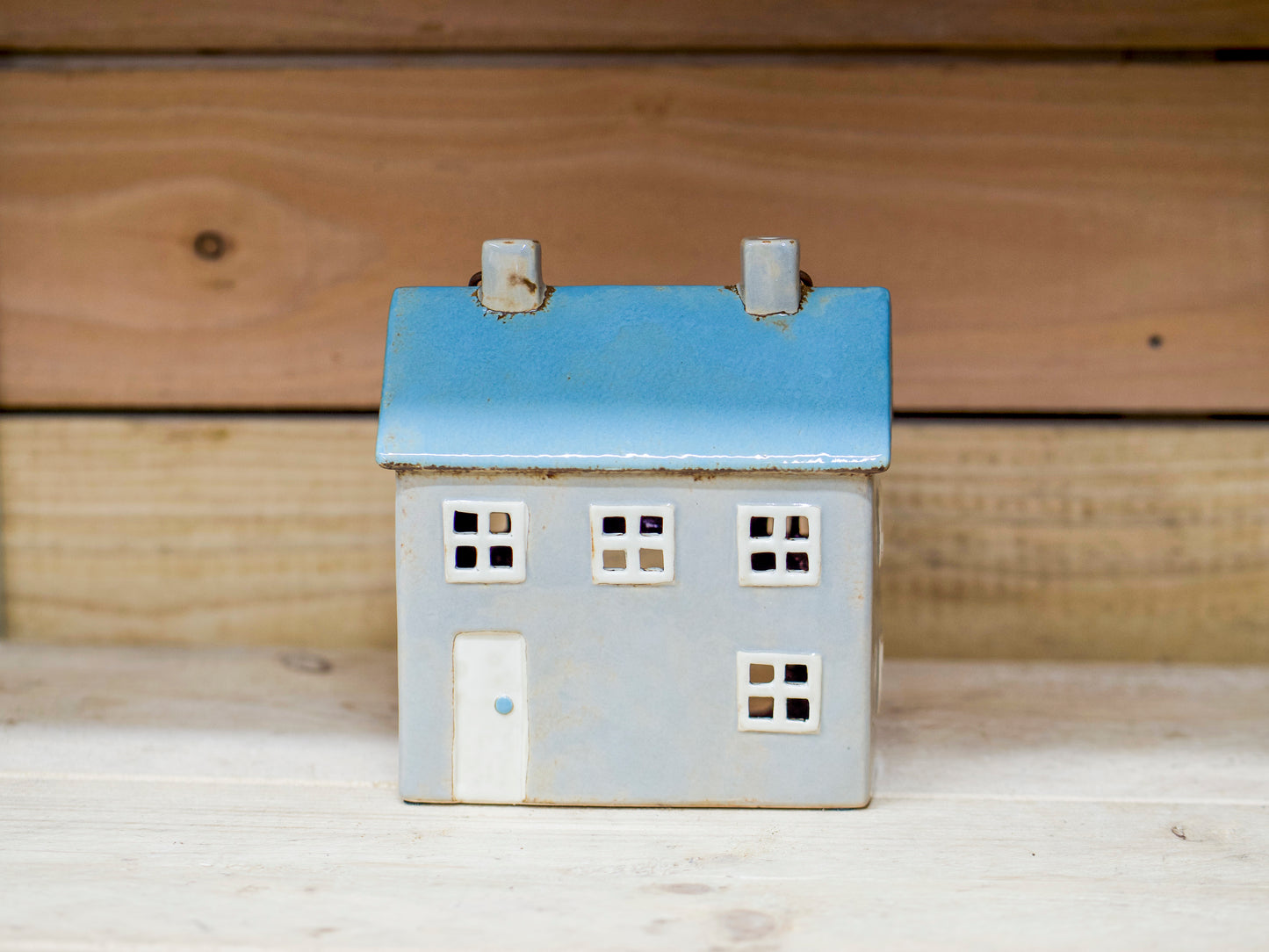 Ceramic Tea Light House Grey