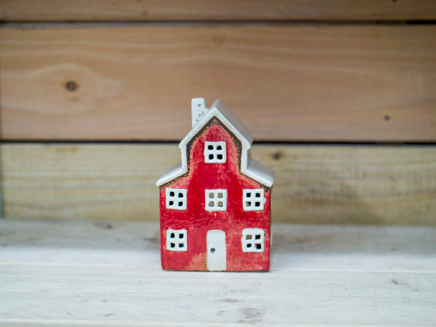 Ceramic Tea Light Chapel Red