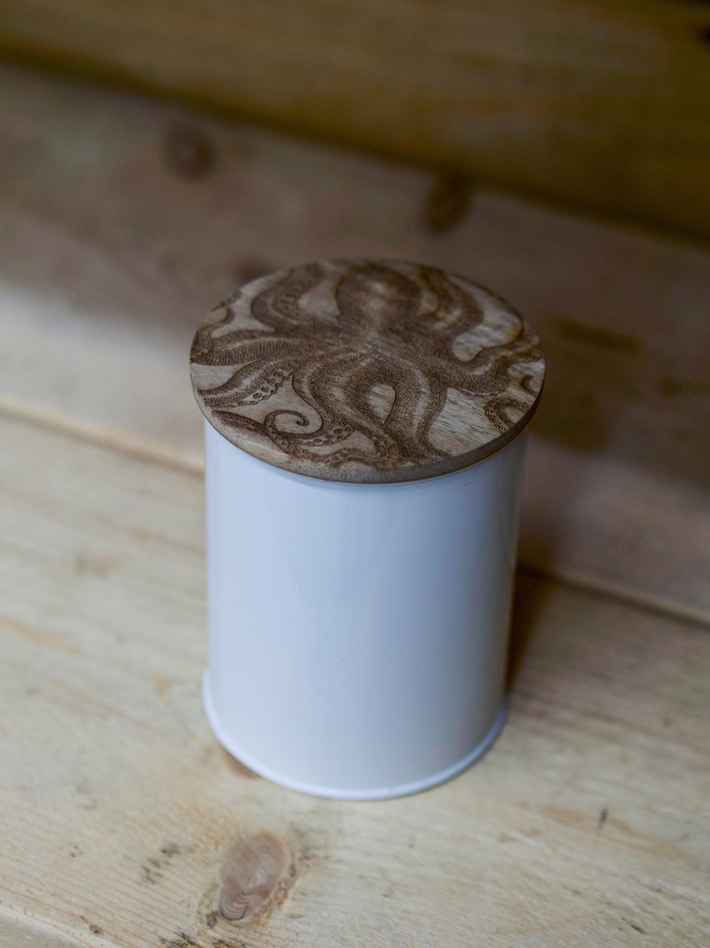 Octopus Engraved Tea, Coffee, Sugar Tin