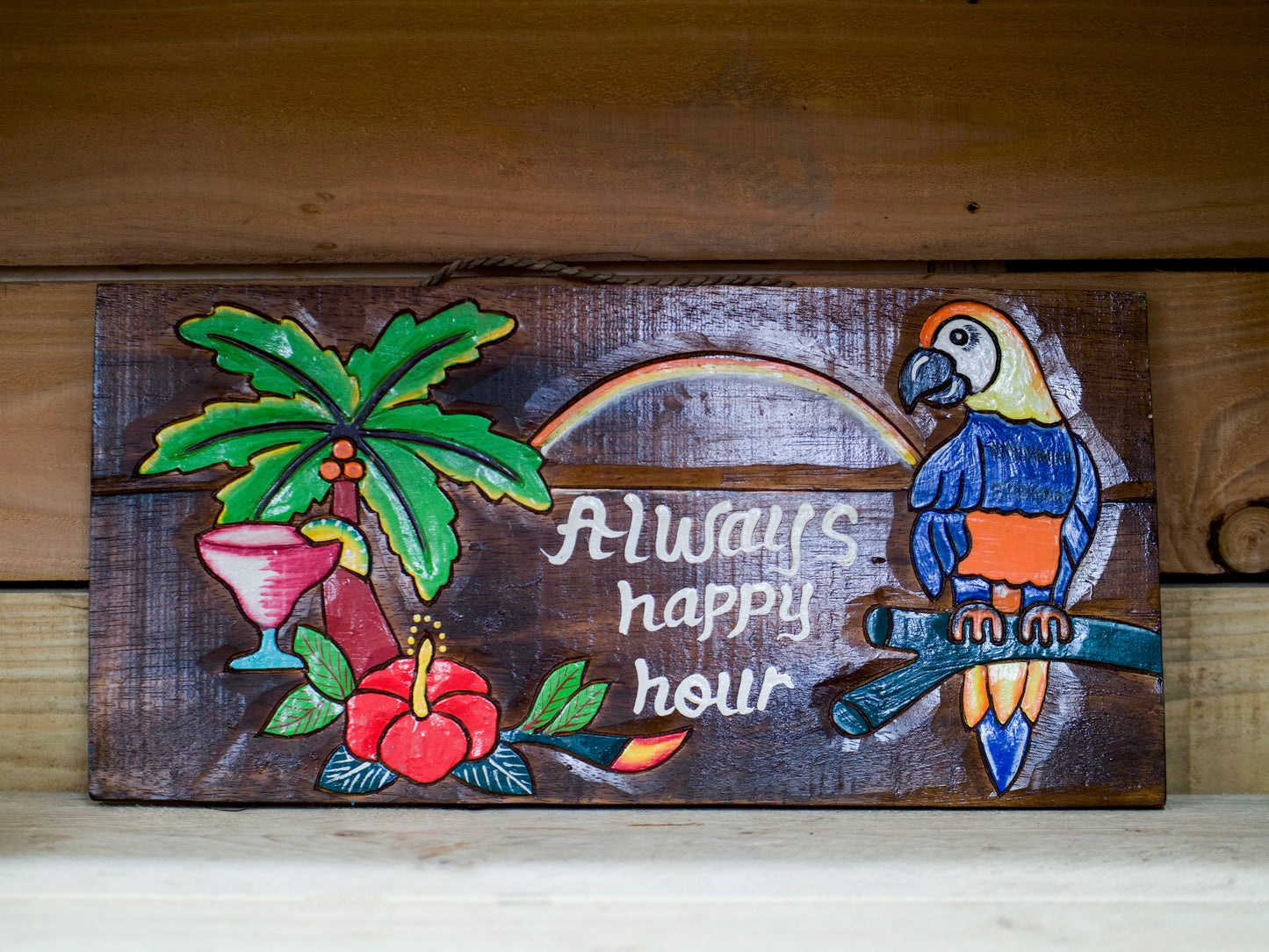 Always Happy Hour Tiki Sign