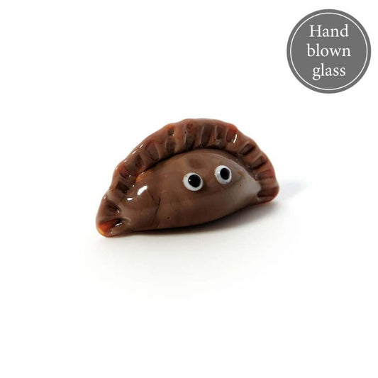 GLASS CORNISH PASTY ORNAMENT WITH EYES