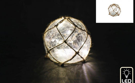 Seashore Led Cracked Ball With Jute