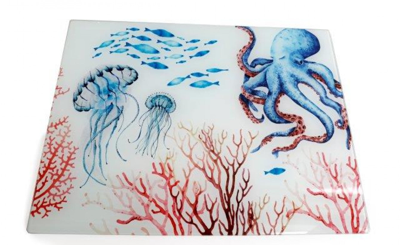 Ocean glass chopping board