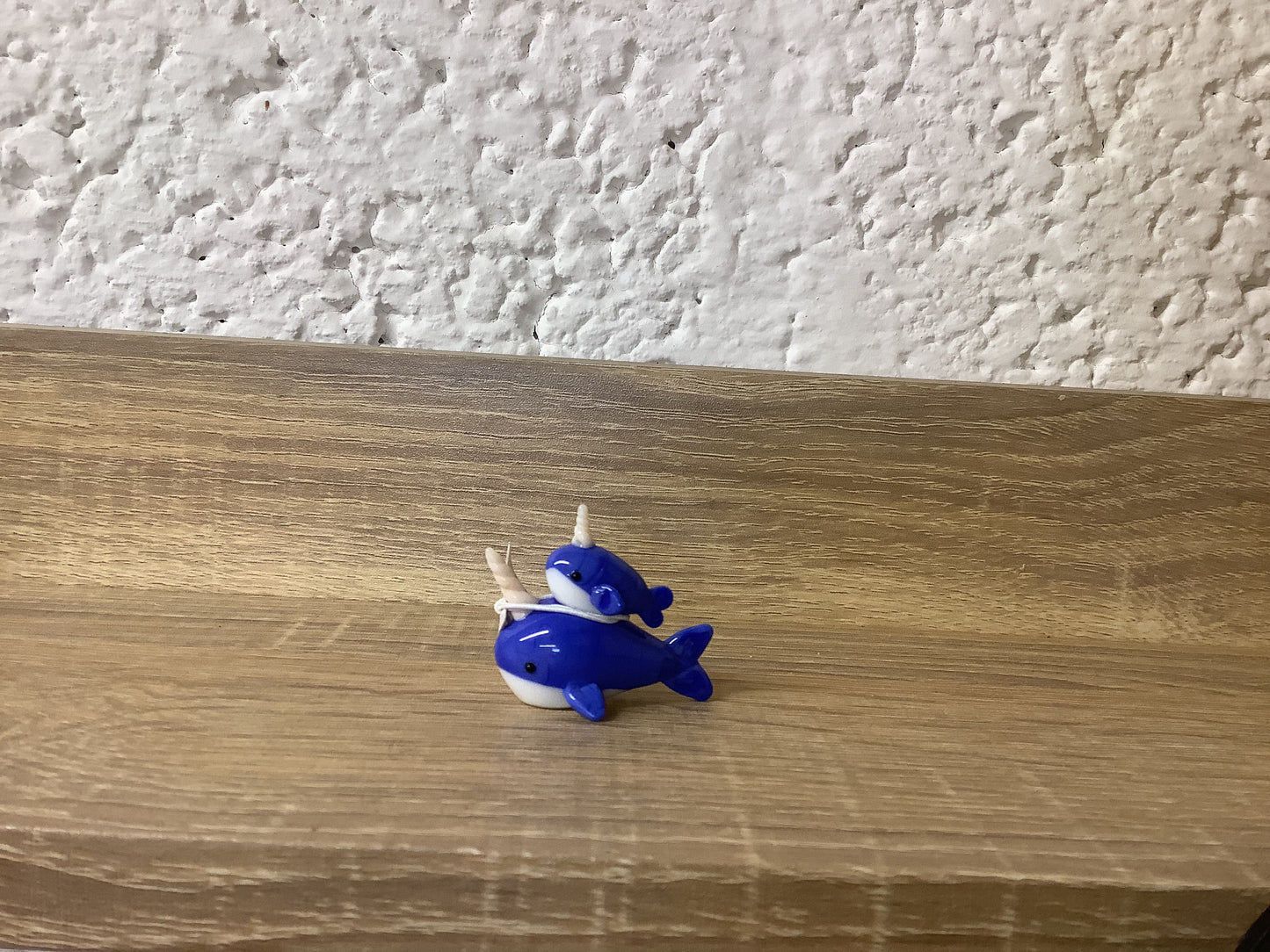 Glass whale with baby