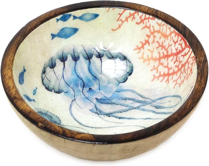 Wooden sealife serving bowl