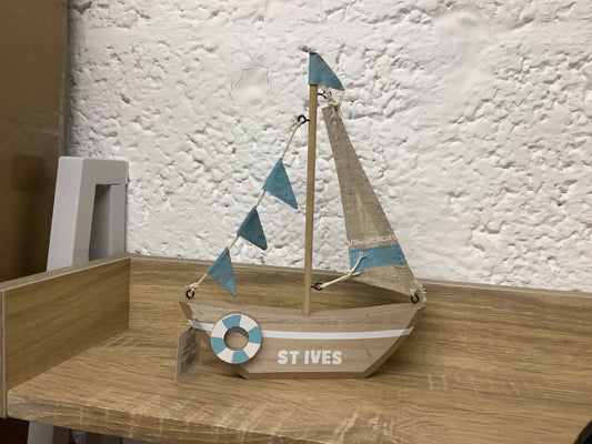 St Ives wooden sail boat