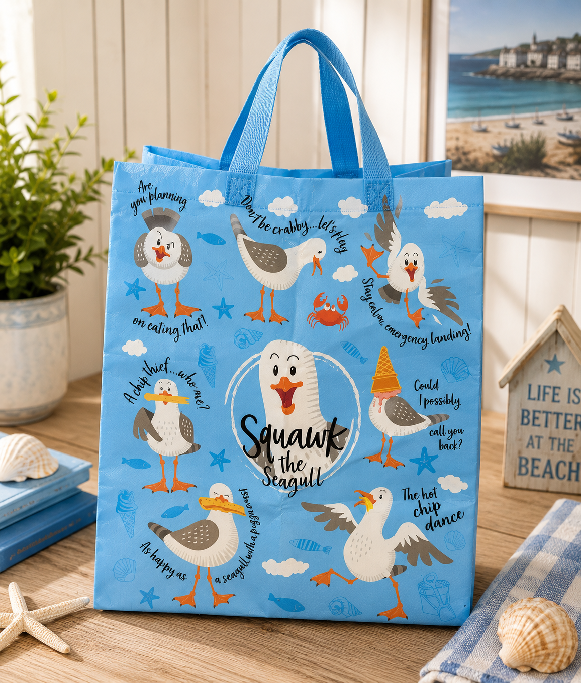 Squawk the seagull shopping bag