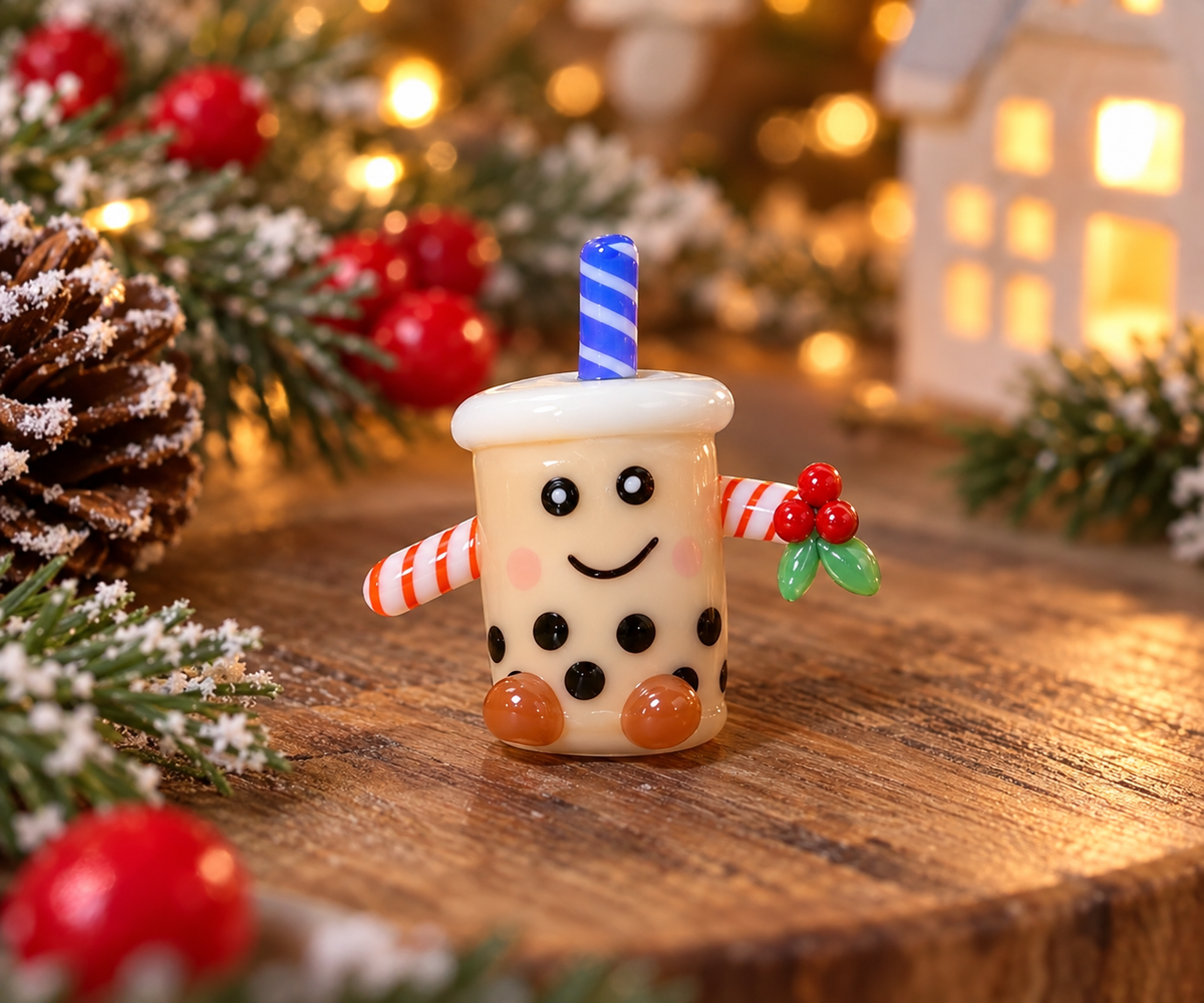 Xmas glass bubble tea