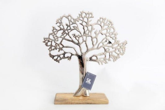 Silver Tree on Wooden Base - Medium